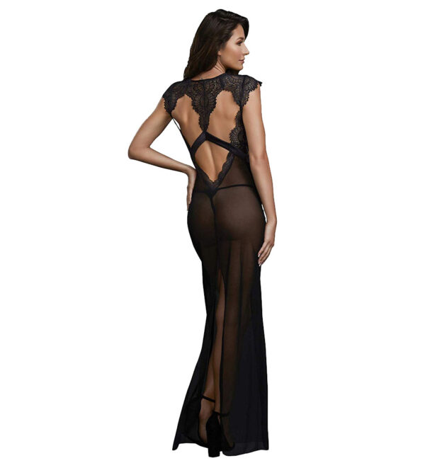 Back of Long Black Lace Gown