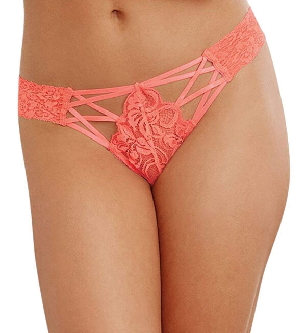 Coral Stretch Lace X-Cross Panties