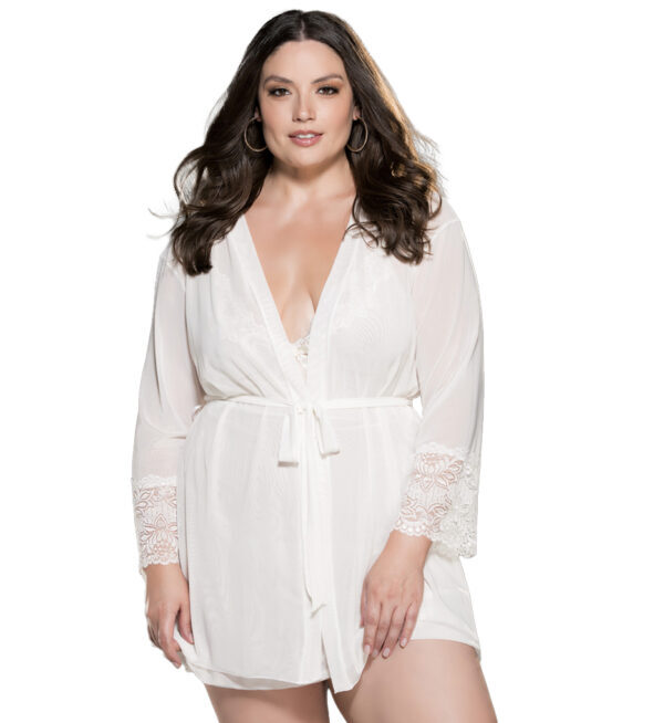 White Lace robe and nightgown; chemise lounge robe; loungewear; short lace robe; lace chemise set; elegant style