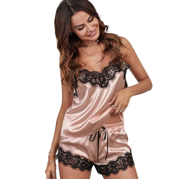 Lace and Satin Cami Top and Shorts Sleepwear