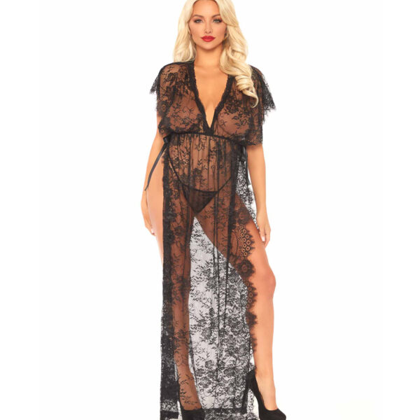 Long Eyelash Lace Kaftan Gown Set