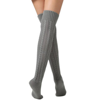 Over-The-Knee Plaid Knitted Socks