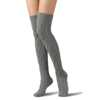 Over-The-Knee Plaid Knitted Socks