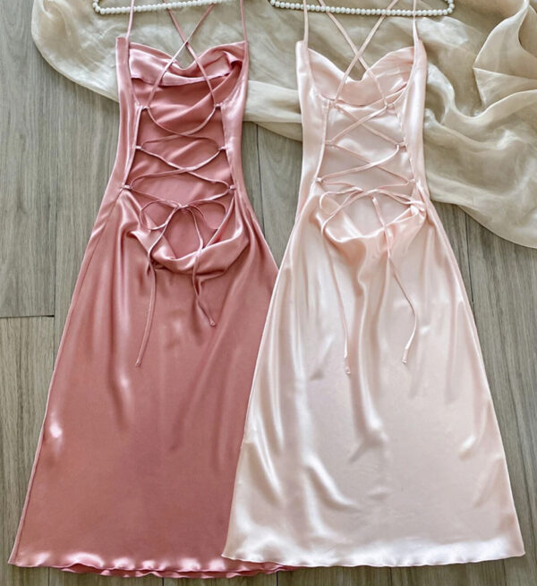 Draped Collar; Satin Cami Night Dress; sexy sleepwear; satin nightgown