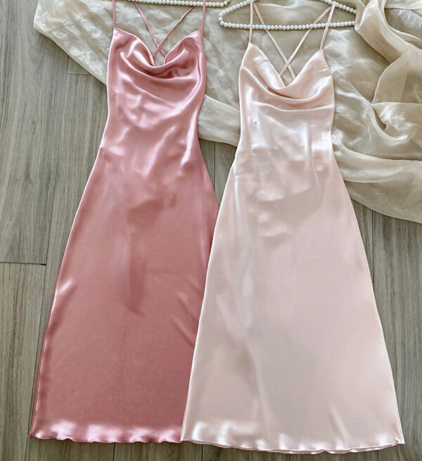 Draped Collar; Satin Cami Night Dress; sexy sleepwear; satin nightgown