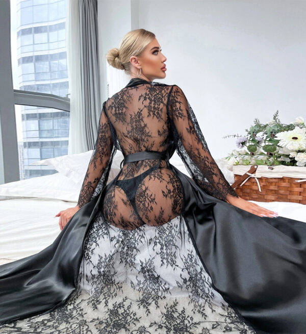 Sexy lace and satin robe; bridal robe