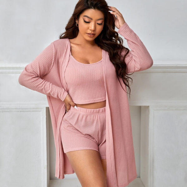 Waffle Knit Lounge Set with Belted Robe