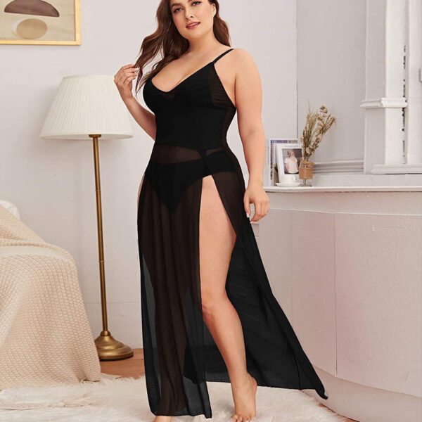 Mesh Split Thigh Gown w/ Panty