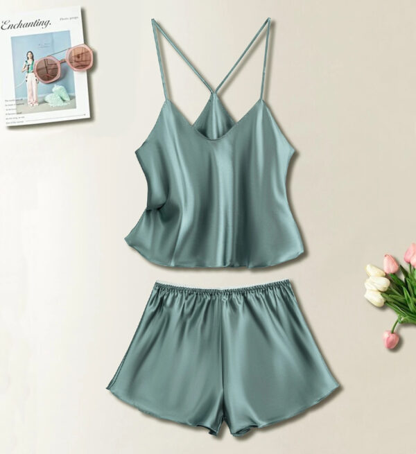 sexy satin; satin set; satin lingerie; pajama set; loungewear; satin cami; satin shorts; camisole