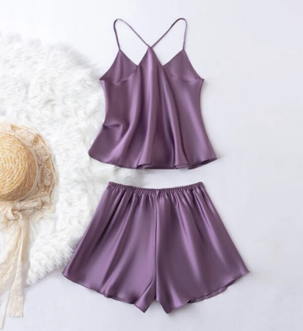 sexy satin; satin set; satin lingerie; pajama set; loungewear; satin cami; satin shorts; camisole