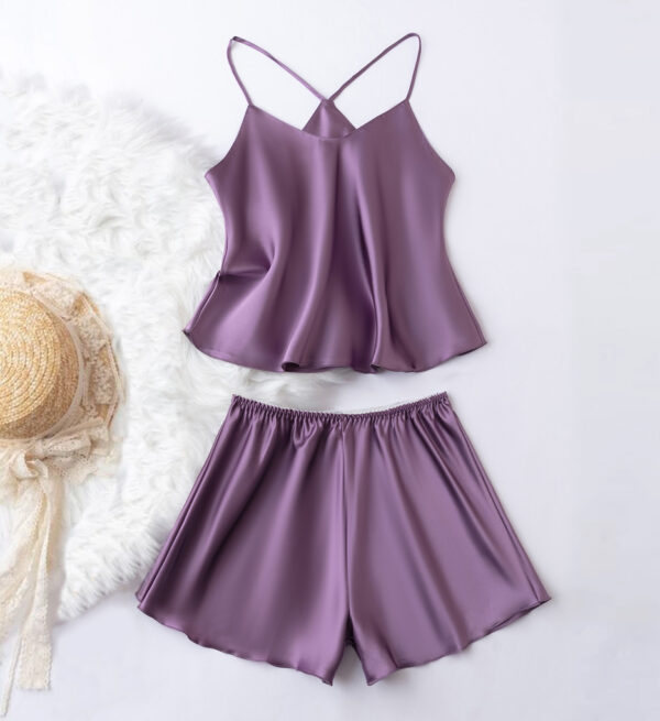 sexy satin; satin set; satin lingerie; pajama set; loungewear; satin cami; satin shorts; camisole