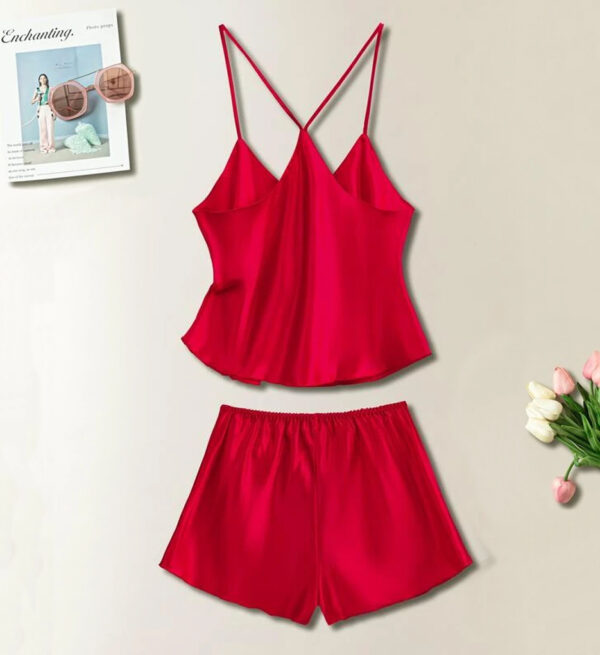 sexy satin; satin set; satin lingerie; pajama set; loungewear; satin cami; satin shorts; camisole