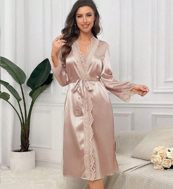 Sexy lace and satin robe; bridal robe