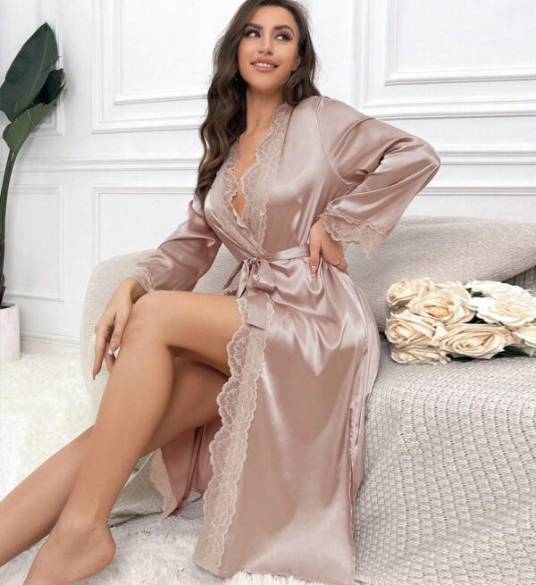 Sexy lace and satin robe; bridal robe